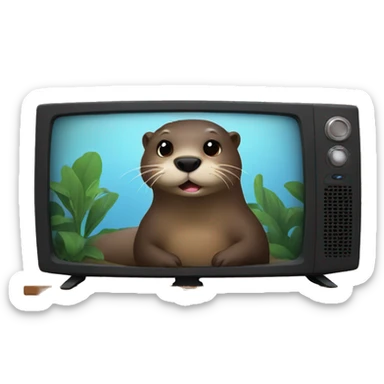 Otter watching tv sticker
