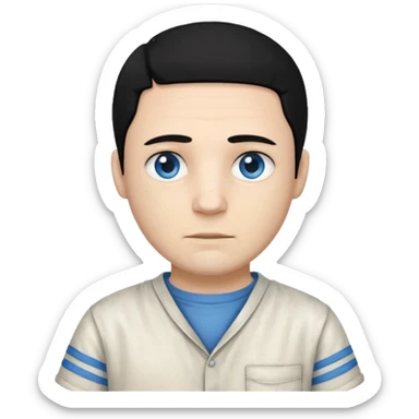 John Broom from Poison with light skin, blue eyes, black hair, ivory inmate outfit  sticker