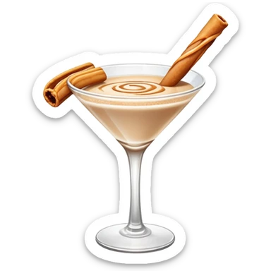 Cinnamon churro martini with one churro sticking out of the glass sticker