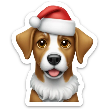 Dog with Christmas hat  sticker