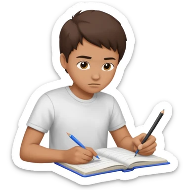 Teen boy drawing in notebook sticker