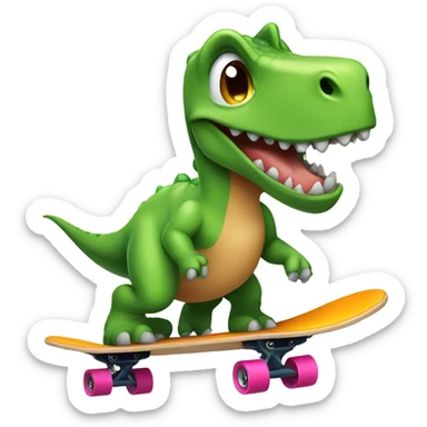 dinosaur on skateboard  sticker