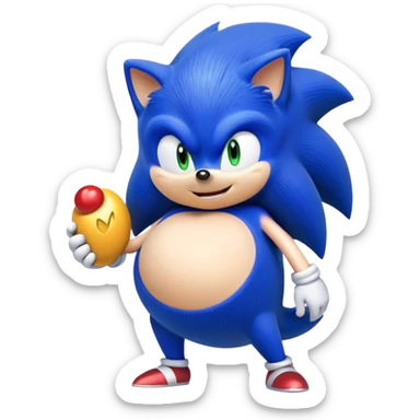 Sonic the hedgehog character with pregnant belly sticker