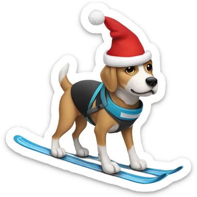 Dog with Santa hat skiing in the desert sticker