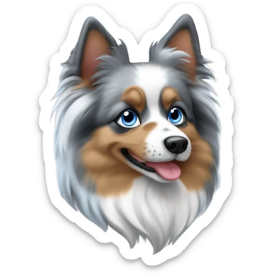 Blue Merle spitz nain with a One blue eye sticker