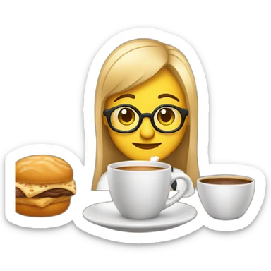 aluno estudando com uma chicara de cafe do lado sticker