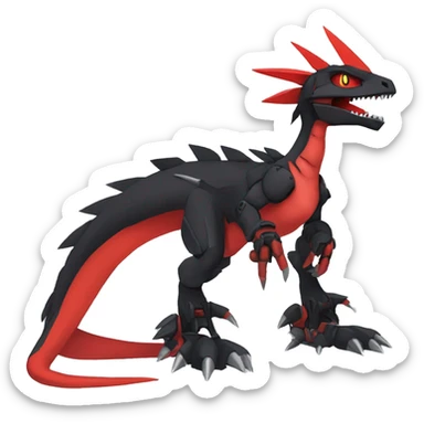  Cool Edgy Black Red Digimon-Fakemon-Guilmon-Velociraptor-Dragon-Mecha full body sticker