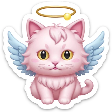 pastel pink spam angel cat with five glowing eyes sticker