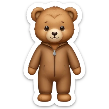 cute teddy bear in a plush jumpsuit  sticker