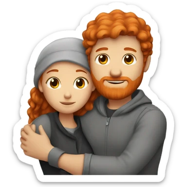 Redhead couple hugs sticker