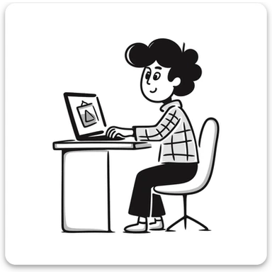 teenager with a laptop sticker