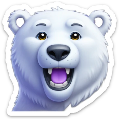 blue and purple polar bear with pearly white smile sticker