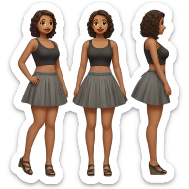 full-body-curvy-beauty-in-a-short-wide-skirt-as-three-view-drawings sticker