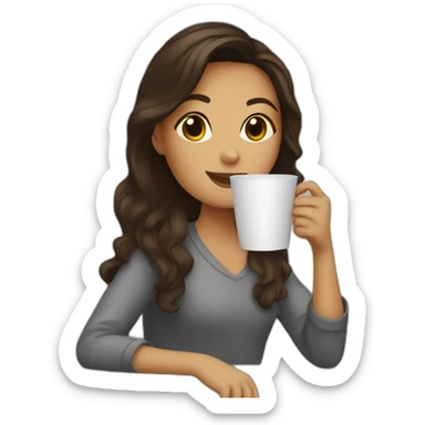brunette girl drinking coffee sticker
