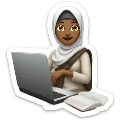 moslem woman with traveling hobbies and work remote sticker
