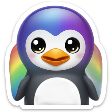 rainbow penguin greeting sticker