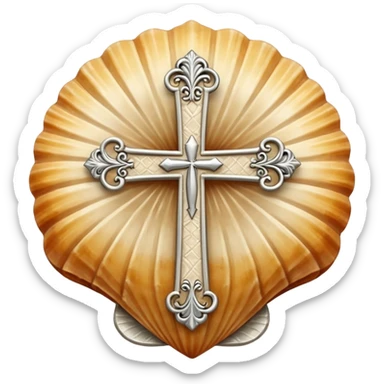 Camiño shell with Santiago cross sticker