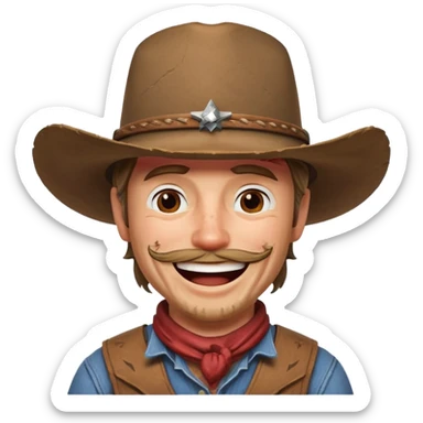 A laughing cowboy in the style of Red Dead Redemption 2 sticker
