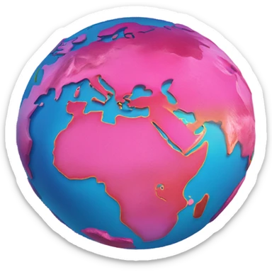 Hot pink planet earth detailed  sticker