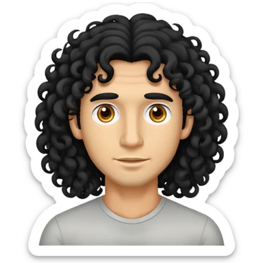 Man with long black curly hair and he has tan skin sticker
