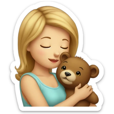little baby female kissing little bear sticker