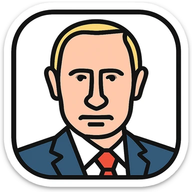 Putin face as a sleek iOS app icon, simple, rounded corners, flat colors, no text sticker
