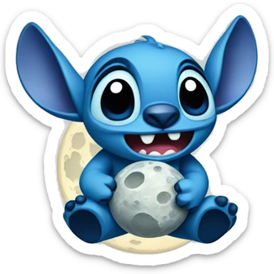 Stitch on moon sticker