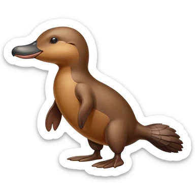 anatomically accurate platypus, correct proportions, proper duck-bill, beaver-like tail, webbed feet, accurate brown fur coloration, natural pose sticker