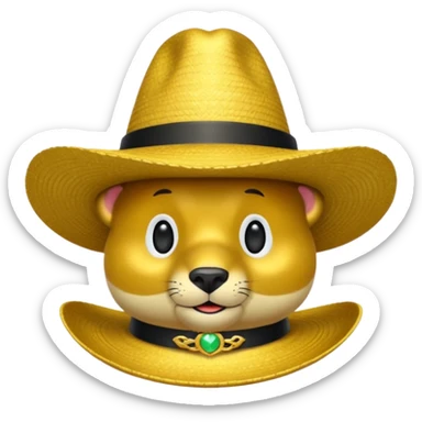 Oso dorado con sombrero elegante y moño negro enojado animatronico sticker