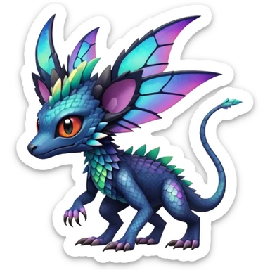 Dark edgy exotic anthropomorphic painted Fakémon-Pokémon-Trico-Vernid-creature sticker