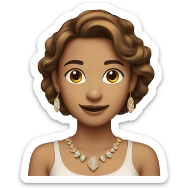 smiling girl with jewelry and brown hair and light skin sticker