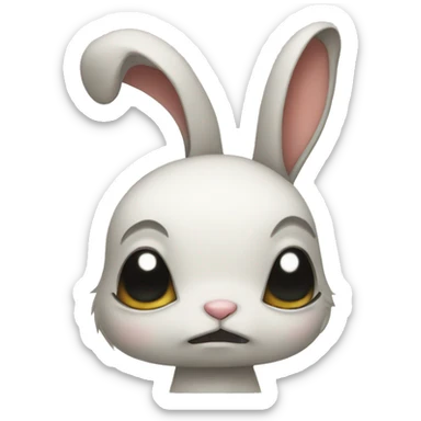 sad rabbit sad big eyes with a head bow sticker