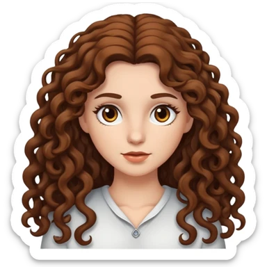 White female Long curly brown hair dark brown eyes
 sticker