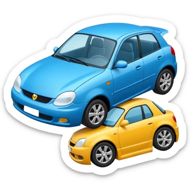 voiture bleue  accidentée sticker