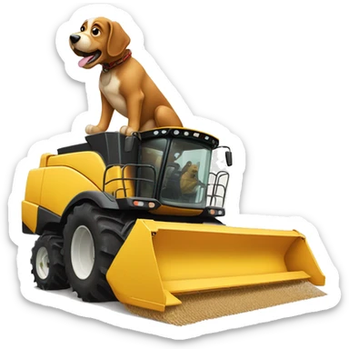 Make a dog driving a combine harvester sticker
