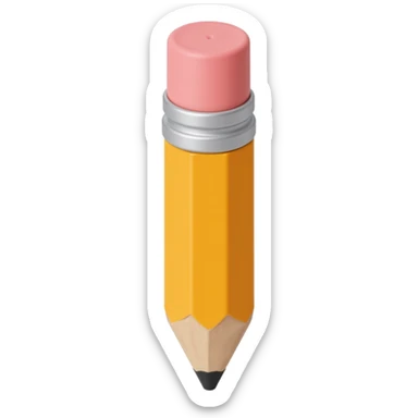 a wooden pencil with eraser, skeuomorphism style sticker