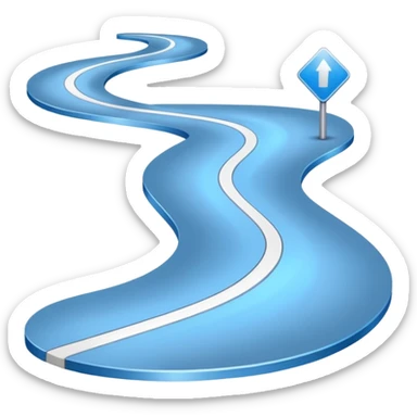 Clean roadmap icon emoji with curved path and milestones, modern corporate style sticker
