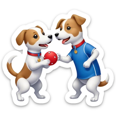 Dogs playing pickleball sticker