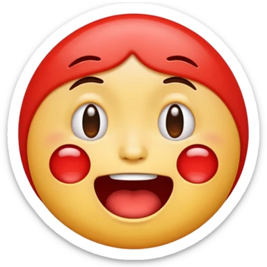 Apple style emoji, laugh crying face but looks exhausted and crazy sticker