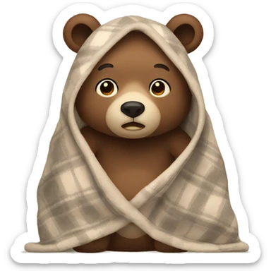 bear cozy in blanket sticker