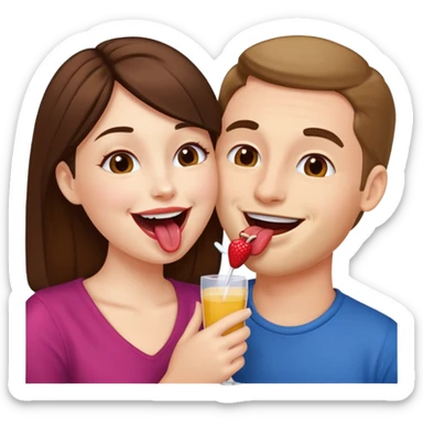 A woman licking a man happily sticker