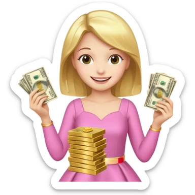 pink girl with wealth sticker