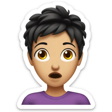 Shocked girl with crazy short black hair sticker