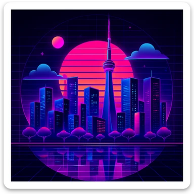 Create a retro 80's tron feel to this image  sticker