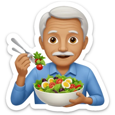I want to create an emoji of a old  guy eating healthy food sticker