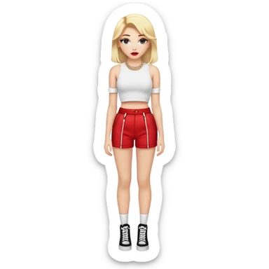 Full body white teenage girl with blonde hair, heavy makeup, big lips, crop top and choni style clothing sticker