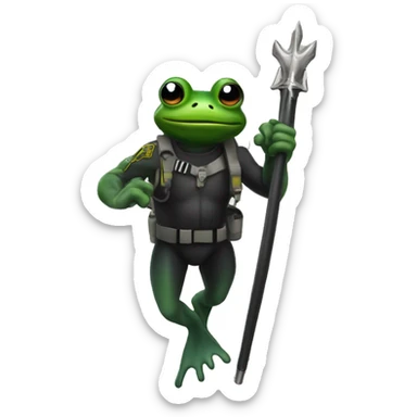 Frogman holding trident with black scuba  sticker