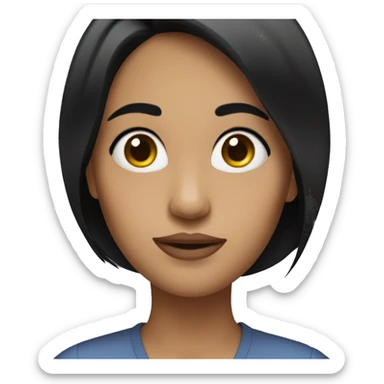 woman with black hair saying oh sticker