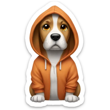 Dog wearing a hoodie sticker