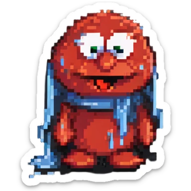 A sad Elmo character with tears sticker